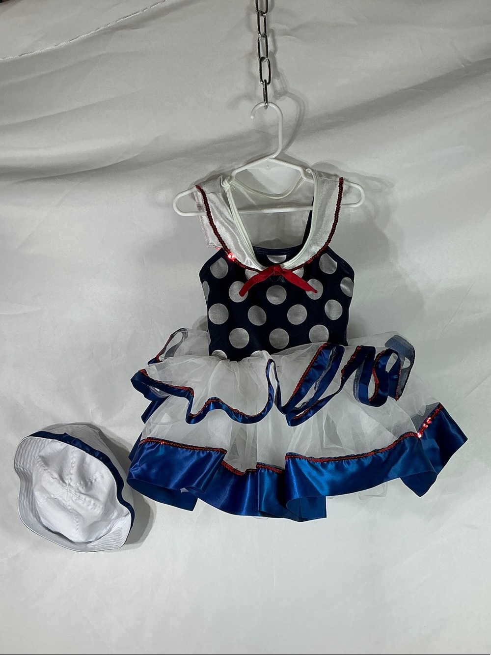 Curtain Call Costumes Set Sail Red, White & Blue Dance Dress and Hat CME